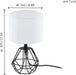 Tischlampe Carlton 2, 1 flammige Vintage Tischleuchte, Nachttischlampe aus Stahl und Stoff, Farbe: Schwarz, weiß, Fassung: E14, inkl. Schalter