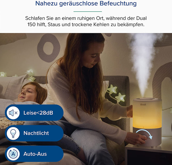 Top-Fill Luftbefeuchter 3L mit Nachtlicht, 360°Drehbare Düse, Spülmaschinenfest Humidifier, Leiser Raumluftbefeuchter, 25H BPA-Frei Aroma Diffuser 