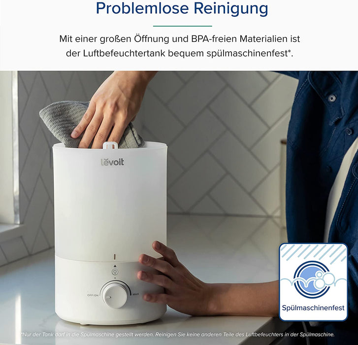 Top-Fill Luftbefeuchter 3L mit Nachtlicht, 360°Drehbare Düse, Spülmaschinenfest Humidifier, Leiser Raumluftbefeuchter, 25H BPA-Frei Aroma Diffuser 