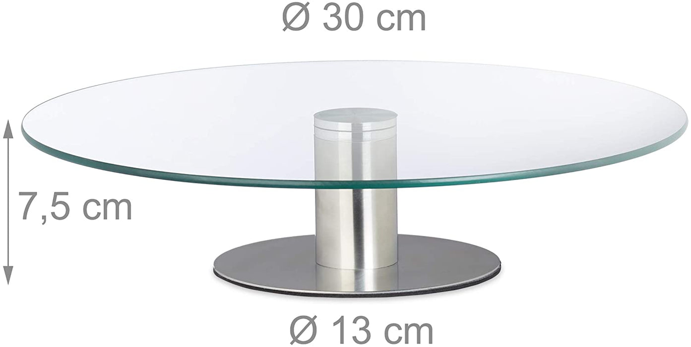 Tortenplatte drehbar, Standfuß, Kuchenplatte zum Dekorieren, Torten Drehteller für Kuchen, Ø 30cm, transparent, 1 Stück