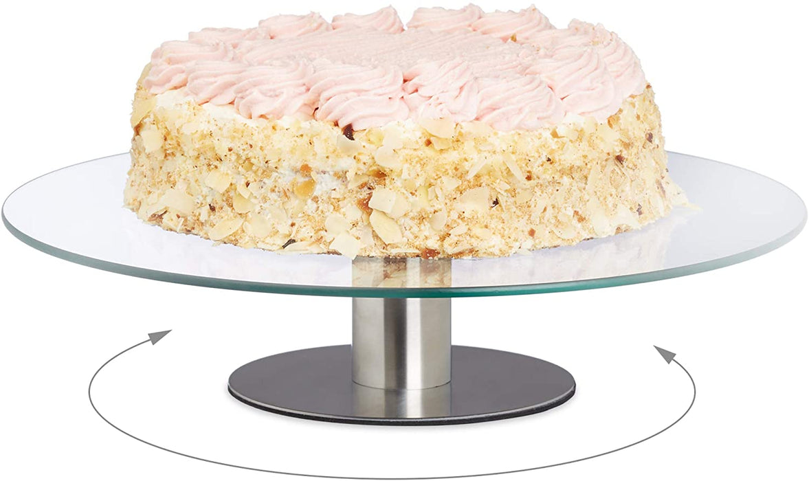 Tortenplatte drehbar, Standfuß, Kuchenplatte zum Dekorieren, Torten Drehteller für Kuchen, Ø 30cm, transparent, 1 Stück