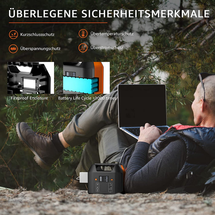 Tragbare Powerstation 99Wh Solar Generatoren Akku mit AC/Car Lighter Port/USB Ausgabe,für Reise Camping Wohnmobil und als Notstromaggregat (Black)