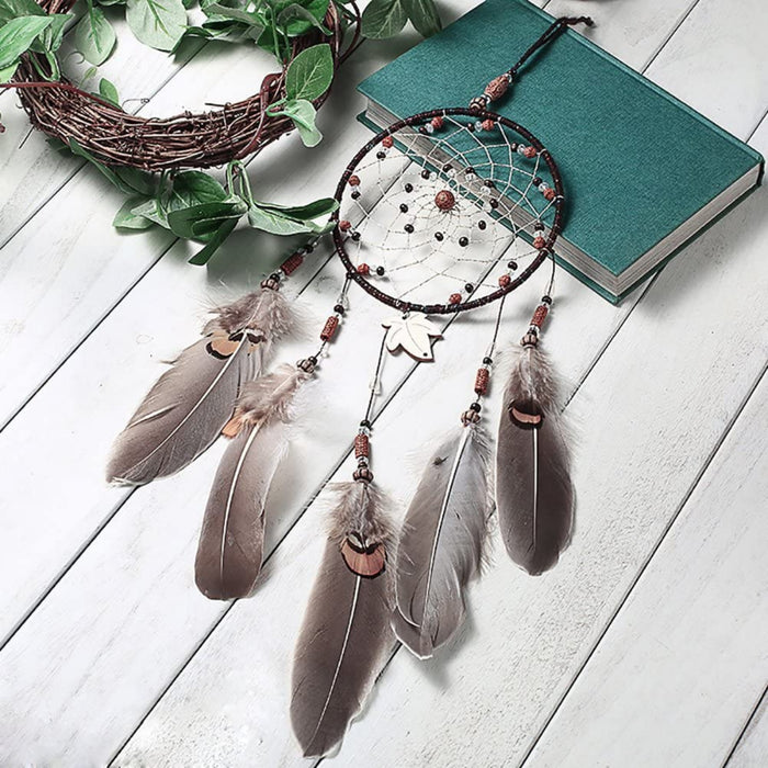 Traumfänger Handgefertigt Traditionelles Dreamcatcher Indischen Gute Träume Wand Zimmer Auto Deko Ornament Geschenk Braun