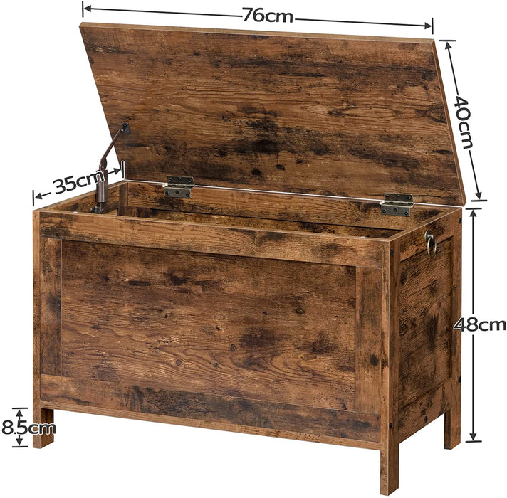 Truhen, Sitzbank mit Stauraum, Spielzeugtruhe mit Deckel, Schuhbank, Sitztruhe, Aufbewahrungstruhe, Robust, Sicherheitsscharniere, Stabil, Flur, Schlafzimmer, Wohnzimmer, Dunkelbraun