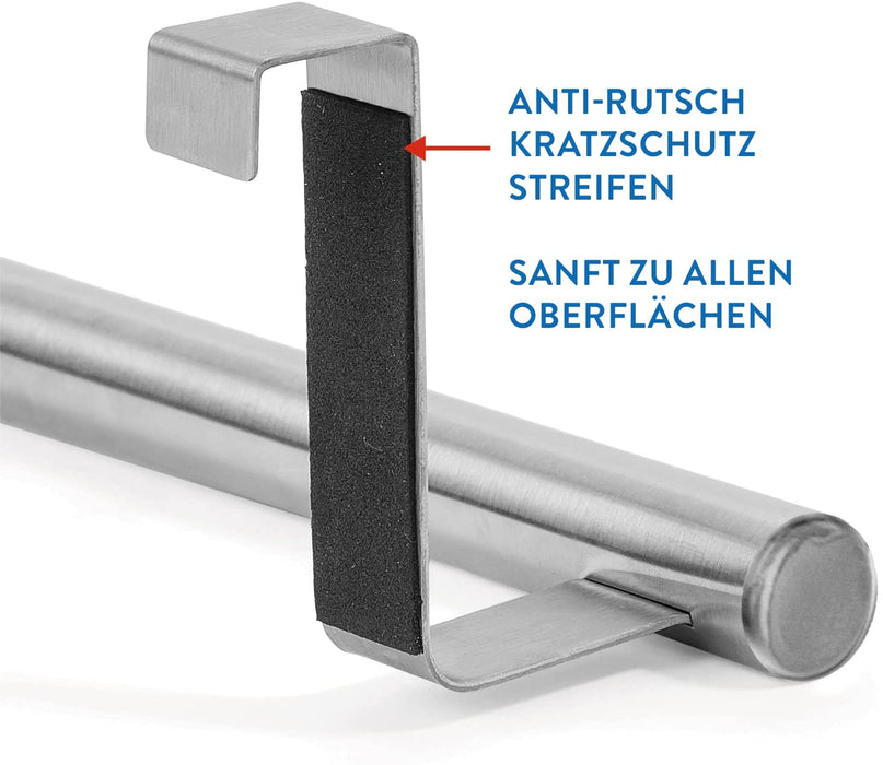 Türhandtuchhalter Küche, Geschirrtuchhalter | Gebürsteter Edelstahl, Silber| | 7.3x23CM