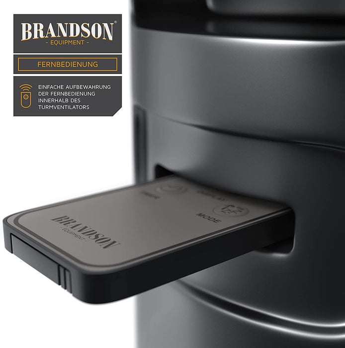 Turmventilator mit Fernbedienung 96 cm - Testsieger - mobiler Lüfter leise - Standventilator mit Oszilation 65° - 3 Geschwindigkeiten 4 Lüftungs-Modi