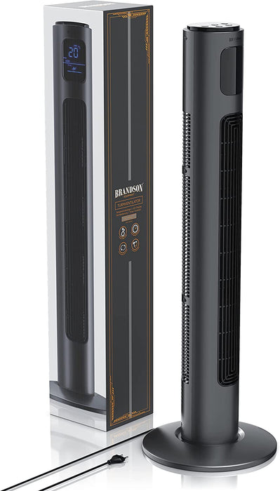 Turmventilator mit Fernbedienung 96 cm - Testsieger - mobiler Lüfter leise - Standventilator mit Oszilation 65° - 3 Geschwindigkeiten 4 Lüftungs-Modi