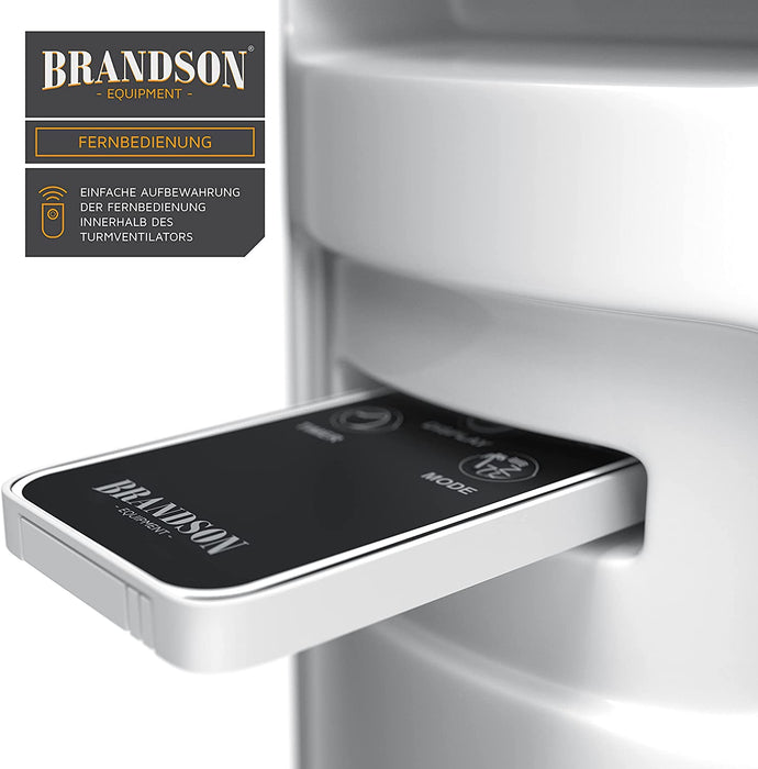 Turmventilator mit Fernbedienung 96 cm - Testsieger - mobiler Lüfter leise - Standventilator mit Oszilation 65° - 3 Geschwindigkeiten 4 Lüftungs-Modi