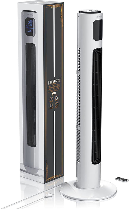 Turmventilator mit Fernbedienung 96 cm - Testsieger - mobiler Lüfter leise - Standventilator mit Oszilation 65° - 3 Geschwindigkeiten 4 Lüftungs-Modi