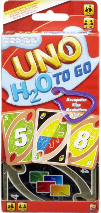 UNO H2O, wasserfeste Karten mit Ring, ideal für unterwegs, Spielzeug ab 7 Jahren