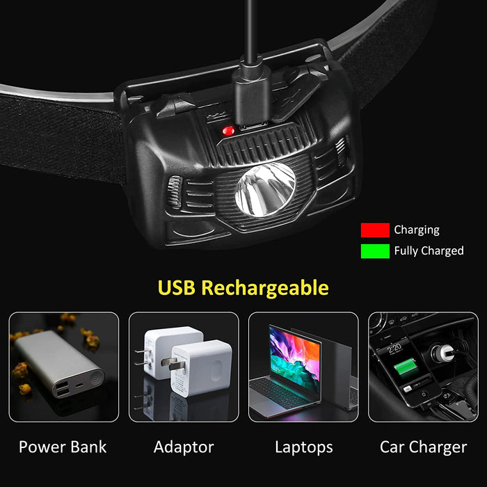 USB Wiederaufladbare LED Stirnlampe Kopflampe mit Rotlicht, Wasserdicht Leichtgewichts Mini Stirnlampen für Kinder, Outdoor, Laufen, Joggen