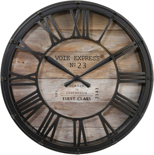 Uhr „Vintage“, schwarz und Holz D 39 cm - Kastanienbraun - Atmosphera