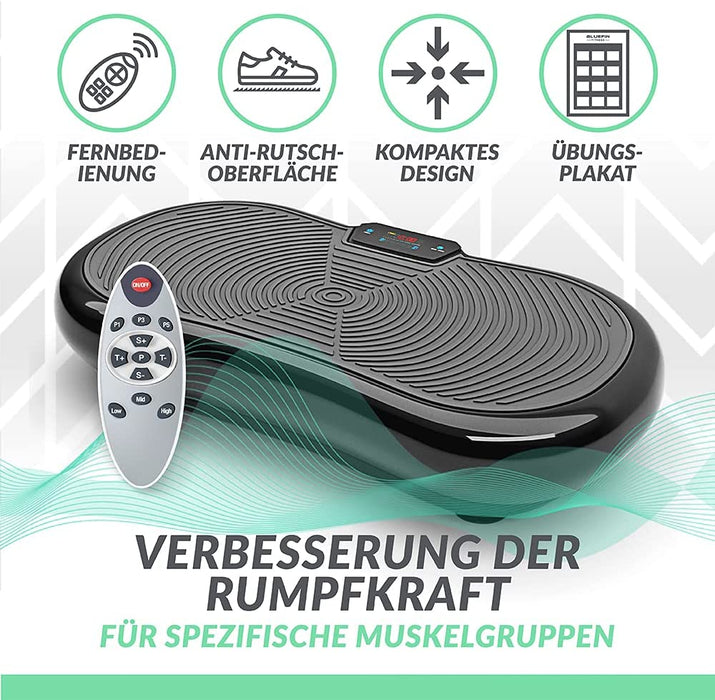 Fitness Ultra Slim Power Vibrationsplatte | Fett verlieren und Fitnesstraining von Zuause | 5 Trainingsprogramme + 180 Stufen | Bluetooth Lautsprecher