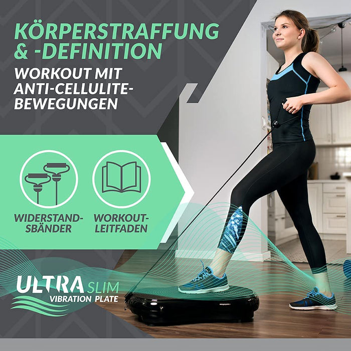 Fitness Ultra Slim Power Vibrationsplatte | Fett verlieren und Fitnesstraining von Zuause | 5 Trainingsprogramme + 180 Stufen | Bluetooth Lautsprecher