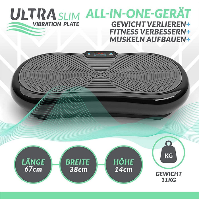 Fitness Ultra Slim Power Vibrationsplatte | Fett verlieren und Fitnesstraining von Zuause | 5 Trainingsprogramme + 180 Stufen | Bluetooth Lautsprecher