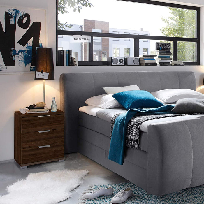 Universal Nachttisch in Columbia Nußbaum Optik - Moderner Nachtschrank mit drei Schubladen für Ihr Boxspringbett - 46 x 61 x 42 cm