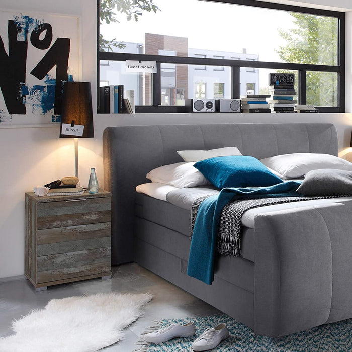 Universal Nachttisch in Driftwood Optik - Moderner Nachtschrank mit drei Schubladen für Ihr Boxspringbett - 46 x 61 x 42 cm