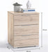 Universal Nachttisch in Eiche San Remo Hell Optik - Moderner Nachtschrank mit drei Schubladen für Ihr Boxspringbett - 46 x 61 x 42 cm