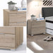 Universal Nachttisch in Eiche San Remo Hell Optik - Moderner Nachtschrank mit zwei Schubladen für Ihr Bett - 46 x 43 x 42 cm