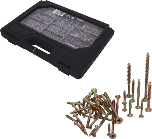 Universal Schrauben Set - 1700-teiliges Schraubenset mit vielen Größen - Pozidriv-Antrieb, Senkkopf, Voll- & Teilgewinde Holzschrauben 