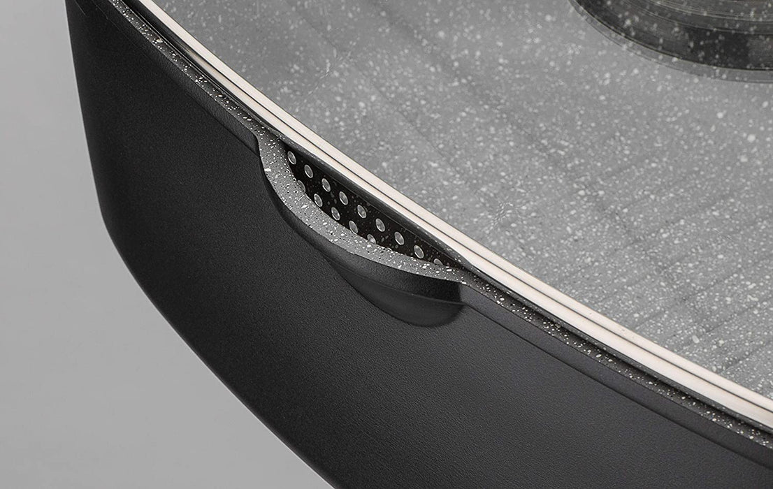 Universalbräter Gourmet Granit 33x21cm, Aluminium, Glas, schwarz