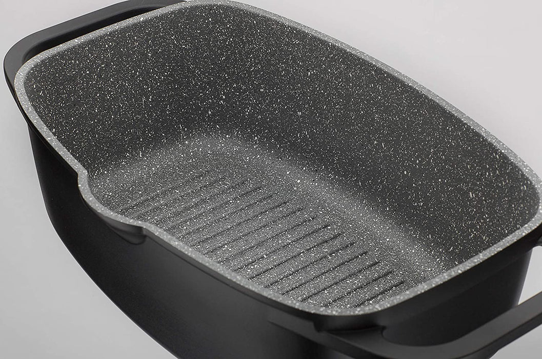 Universalbräter Gourmet Granit 33x21cm, Aluminium, Glas, schwarz