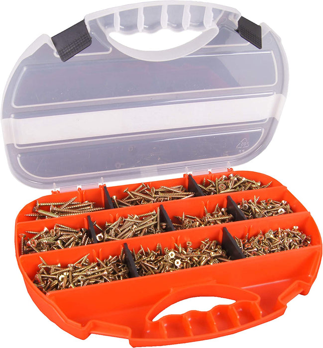 Universalschrauben-Sortiment 1700-teilig - Diverse Größen - Senkkopf - TX Torx-Antrieb - Vollgewinde - Gelb verzinkt / Schrauben-Set 