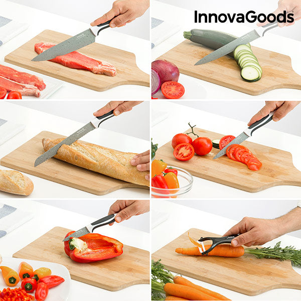 InnovaGoods Swiss·Q Stone Stein- und Schälmesserset (6-teilig)