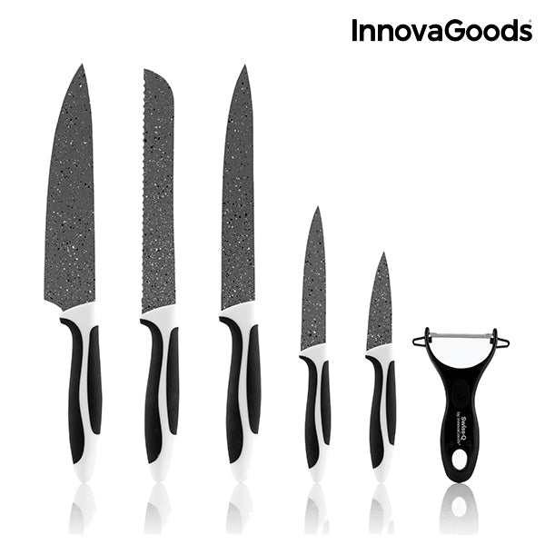 InnovaGoods Swiss·Q Stone Stein- und Schälmesserset (6-teilig)