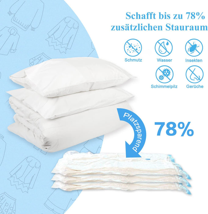 Vakuumbeutel für Kleidung Bettdecken, 12 Stück Aufbewahrungsbeutel Reise 4 Jumbo 100x80 +4 Groß 80x60 + 4 Mittel 60x40cm Vakuum Kleiderbeutel 