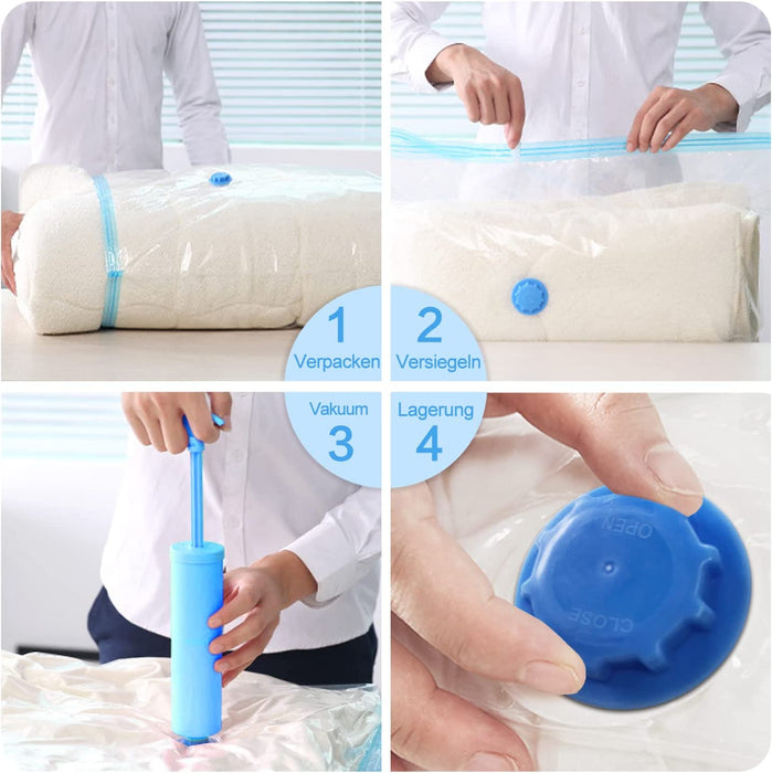 Vakuumbeutel für Kleidung Bettdecken, 12 Stück Aufbewahrungsbeutel Reise 4 Jumbo 100x80 +4 Groß 80x60 + 4 Mittel 60x40cm Vakuum Kleiderbeutel 