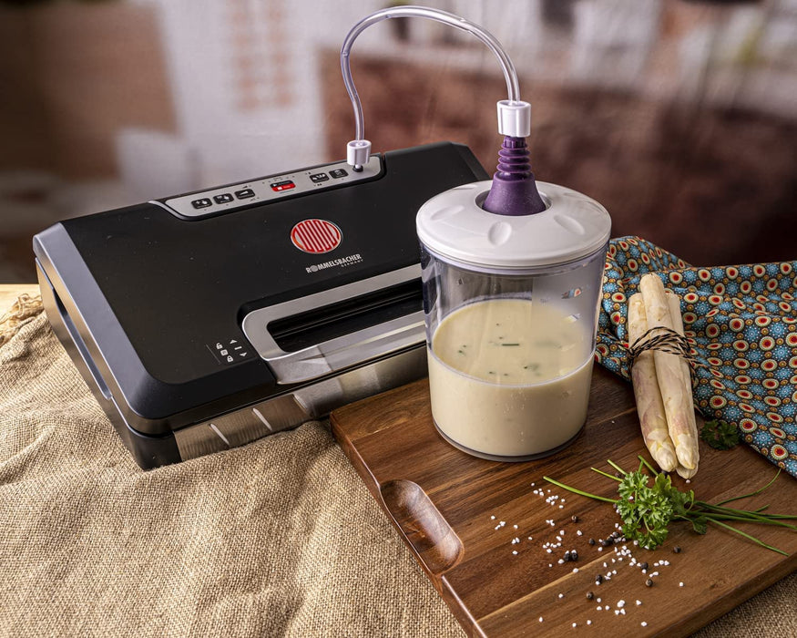 Vakuumierer - Absaugleistung 15 Liter/Min., Einhand-Bedienung, für Langzeitbetrieb geeignet, Doppel-Versiegelungsnaht, 2 Versiegelungszeiten