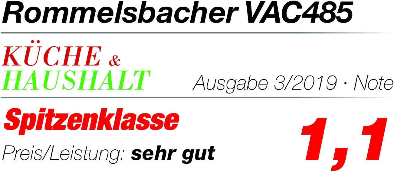 Vakuumierer - Absaugleistung 15 Liter/Min., Einhand-Bedienung, für Langzeitbetrieb geeignet, Doppel-Versiegelungsnaht, 2 Versiegelungszeiten