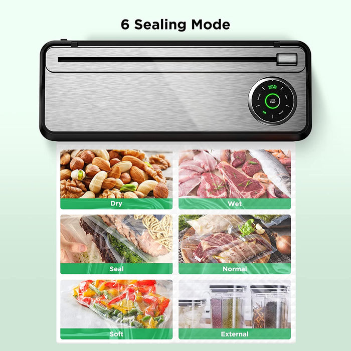 Vakuumiergerät -85kPa, Vollautomatischer Vakuumierer mit Cutter, 7 in 1 Folienschweißgerät mit Rostfreier Stahl, mit Automatischer Reinigungsfunktion