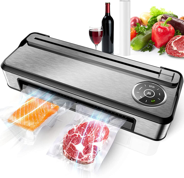 Vakuumiergerät -85kPa, Vollautomatischer Vakuumierer mit Cutter, 7 in 1 Folienschweißgerät mit Rostfreier Stahl, mit Automatischer Reinigungsfunktion