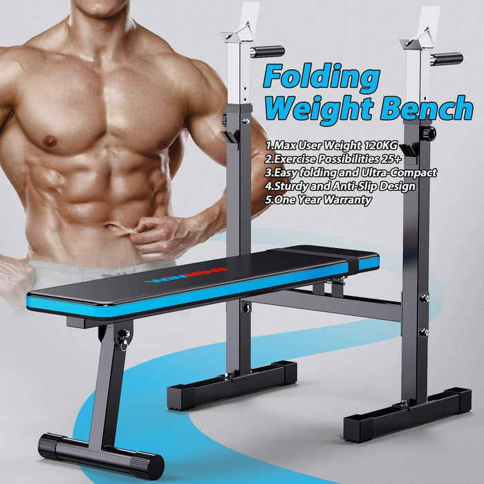 Verstellbare Hantelbank mit Dip-Station Klappbare Schwerlast Gewichtheben Bank Heimtraining Fitnessstudio Multifunktion Trainingsbank