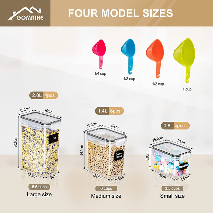 Vorratsdosen 16 Set, Aufbewahrungsbox Küche Organizer, Luftdicht Vorratsbehälter mit Deckel, Vorratsdose für Müsli Mehl Kaffeebohnen Cornflakes