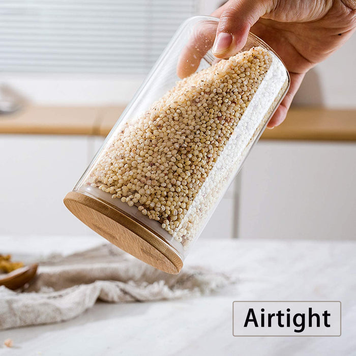 Vorratsdosen 6er Set, Vorratsdosen Glas Gewürzgläser Luftdicht Glasbehälter aus Glasdose Mit Deckel Set, Vorratsdosenset Glas Aufbewahrung 