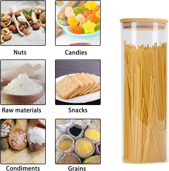 Vorratsdosen 6er Set, Vorratsdosen Glas Gewürzgläser Luftdicht Glasbehälter aus Glasdose Mit Deckel Set, Vorratsdosenset Glas Aufbewahrung 