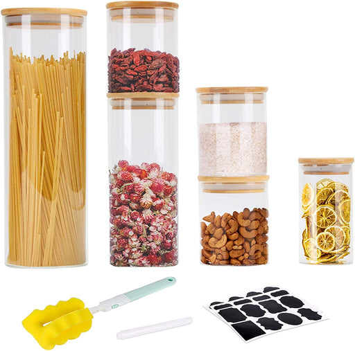 Vorratsdosen 6er Set, Vorratsdosen Glas Gewürzgläser Luftdicht Glasbehälter aus Glasdose Mit Deckel Set, Vorratsdosenset Glas Aufbewahrung 