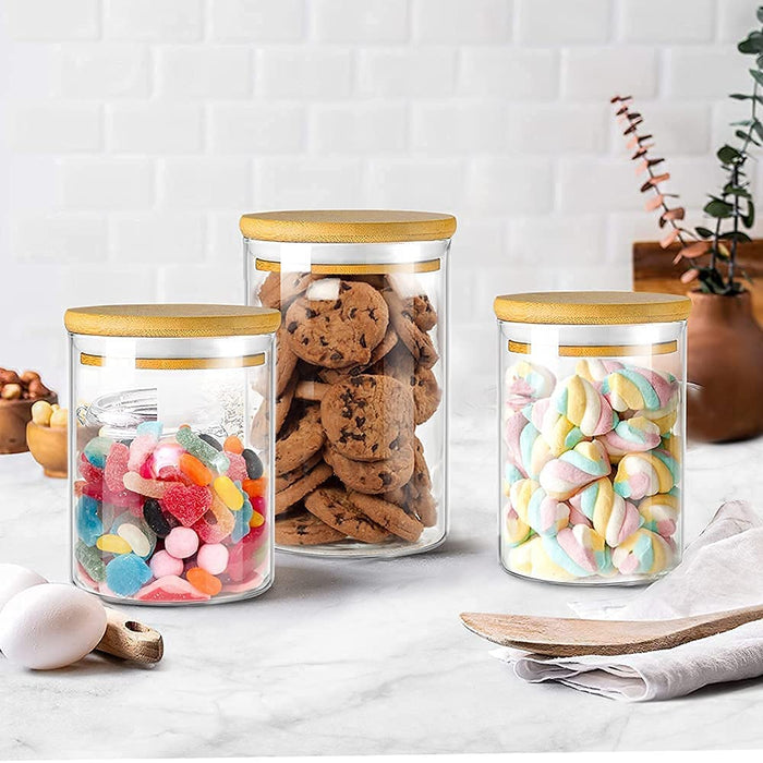 Vorratsdosen Glas 7er Set (Total 6.5L) Grosse Glasbehälter Gewürzgläser für Küche Lebensmittel Lagerung, Vorratsgläser set aus Borosilikatglas