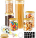 Vorratsdosen Glas 7er Set (Total 6.5L) Grosse Glasbehälter Gewürzgläser für Küche Lebensmittel Lagerung, Vorratsgläser set aus Borosilikatglas