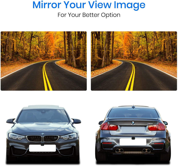 W7 Kabellos Digital Rückfahrkamera Set mit 5“(12.7cm) LCD-Monitor mit Antenne, eingebautem Funksender, Wireless Einparkhilfe,Wasserdicht IP68 Backup Rückfahrkamera, Nachtsicht für SUV,Van,KfZ