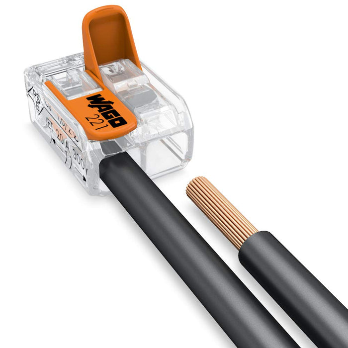 WAGO Klemme, 2-Leiter (100 Stück), 4 mm², Verbindungsklemme mit Hebel, Transaprent