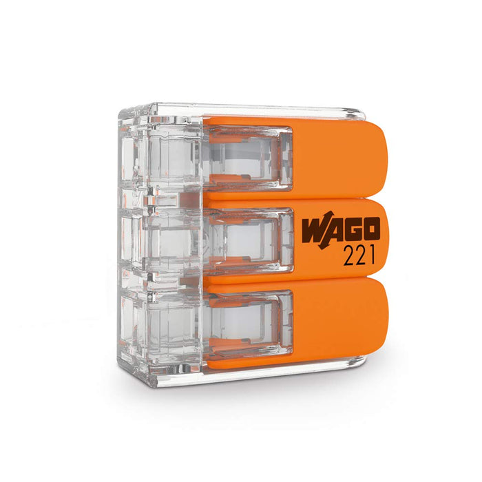 WAGO® Klemme (50 Stück), 3-Leiter, 4 mm², Verbindungsklemmen mit Hebel