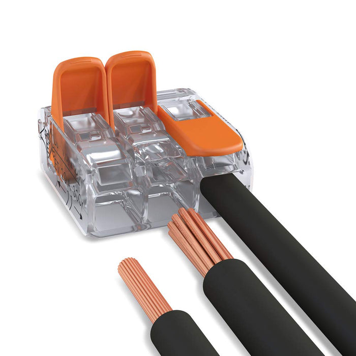 WAGO® Klemme (50 Stück), 3-Leiter, 4 mm², Verbindungsklemmen mit Hebel