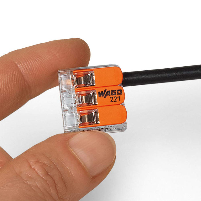 WAGO® Klemme (50 Stück), 3-Leiter, 4 mm², Verbindungsklemmen mit Hebel