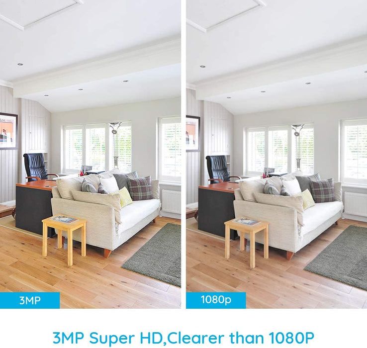 WLAN IP Kamera Indoor Schwenkbar, Überwachungskamera Innen Handy 3MP HD mit 2,4 GHz WLAN, 355° Schwenk- / 50° Neigung, Zwei-Wege-Audio