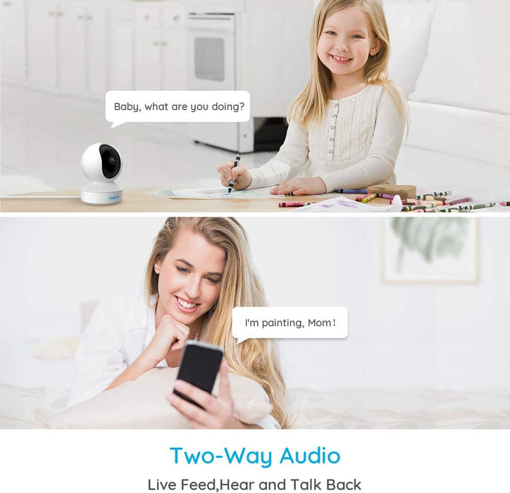 WLAN IP Kamera Indoor Schwenkbar, Überwachungskamera Innen Handy 3MP HD mit 2,4 GHz WLAN, 355° Schwenk- / 50° Neigung, Zwei-Wege-Audio