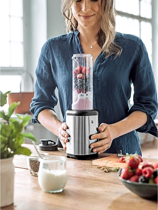 WMF Kult X Mix & Go Mini Smoothie Maker, Standmixer, Blender elektrisch, Shake Mixer 300 Watt, Tritan-Kunststoff Flasche
